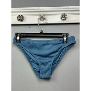 Cupshe Swim Bottoms Womens Small Blue Ribbed Bikini Stretch NEW